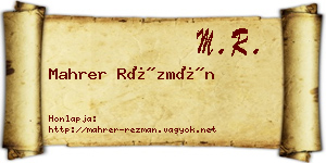Mahrer Rézmán névjegykártya